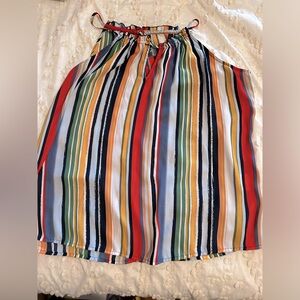 GUC SOHO Shirt Womens Medium Colorful Stripes Sleeveless Adjustable Tank Blouse